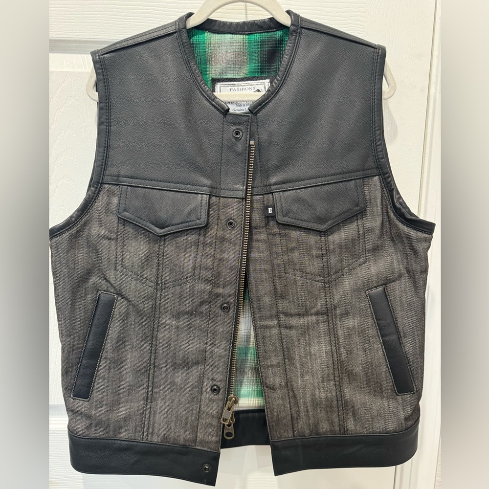 Leather motorcycle vest